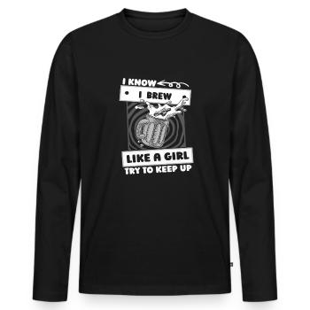 Hobby Brewer Beer Craft Beer Girl - Men's Premium Organic Long Sleeve Shirt - black - Front - Nico (187cm)