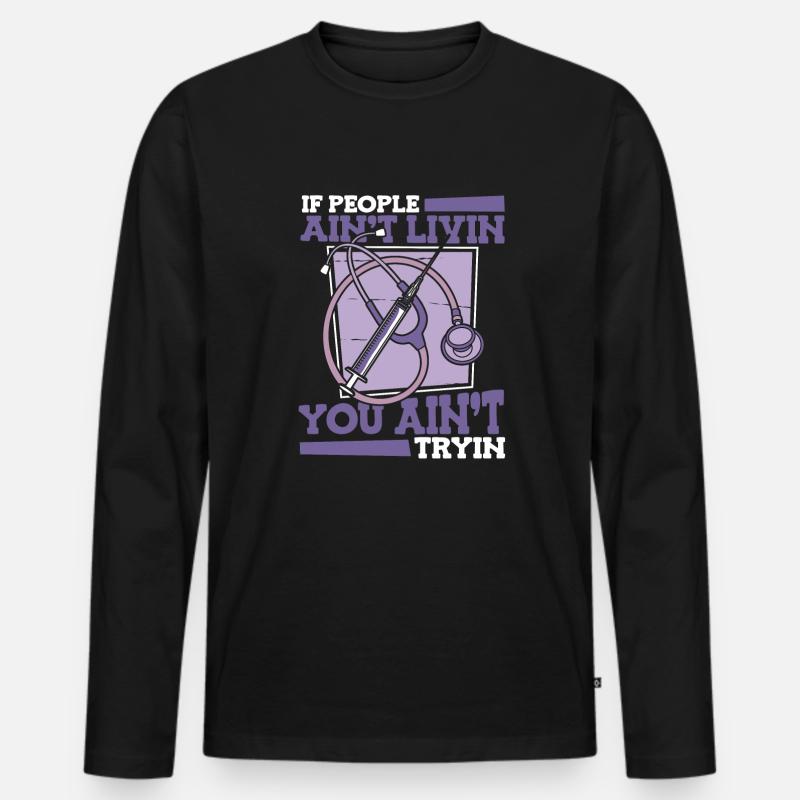 Krankenschwester Stethoskop - Männer Premium Bio Langarmshirt - Schwarz