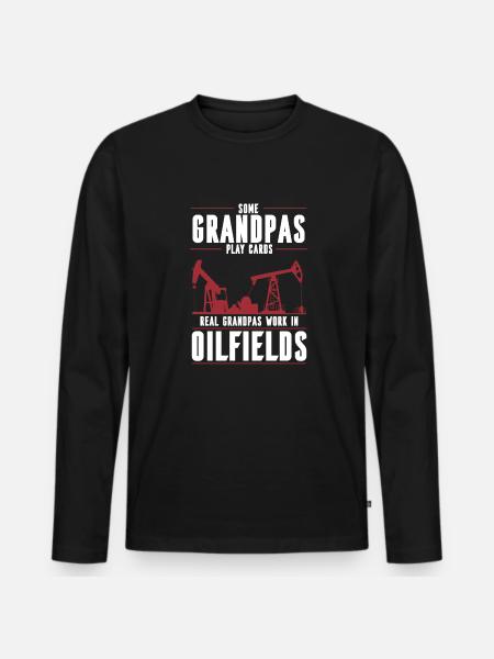 Ölfeld Bohrinsel Opa - Männer Premium Bio Langarmshirt - Schwarz
