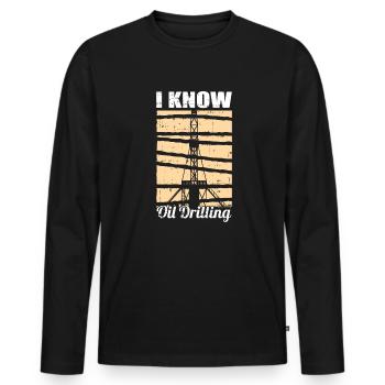 Plate-forme pétrolière pétrolière offshore - T-shirt manches longues Premium bio Homme - noir - Devant - Nico (187cm)
