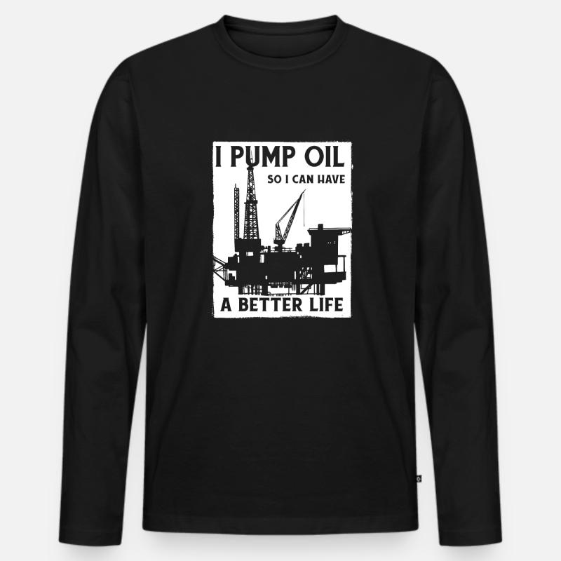 Ölfeld Bohrinsel Pumpe - Männer Premium Bio Langarmshirt - Schwarz