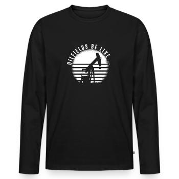 Plate-forme pétrolière de champs pétrolifères - T-shirt manches longues Premium bio Homme - noir - Devant - Nico (187cm)