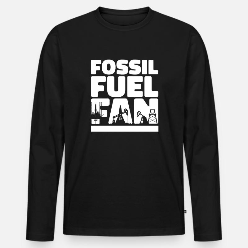 Ölfeld Bohrinsel Fossil - Männer Premium Bio Langarmshirt - Schwarz