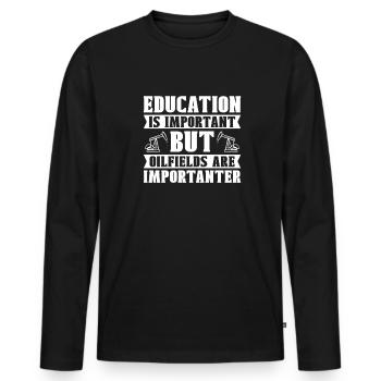 Plate-forme pétrolière sarcastique - T-shirt manches longues Premium bio Homme - noir - Devant - Nico (187cm)