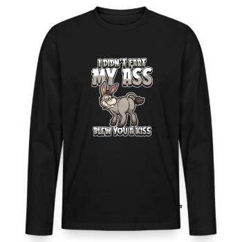 Muli Donkey I Didnt Fart My Butt Blew You A Kiss - Men's Premium Organic Long Sleeve Shirt - black - Front - Nico (187cm)
