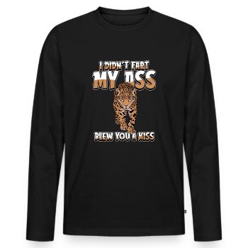 Jaguar I Didnt Fart My Butt Blew You A Kiss - Men's Premium Organic Long Sleeve Shirt - black - Front - Nico (187cm)