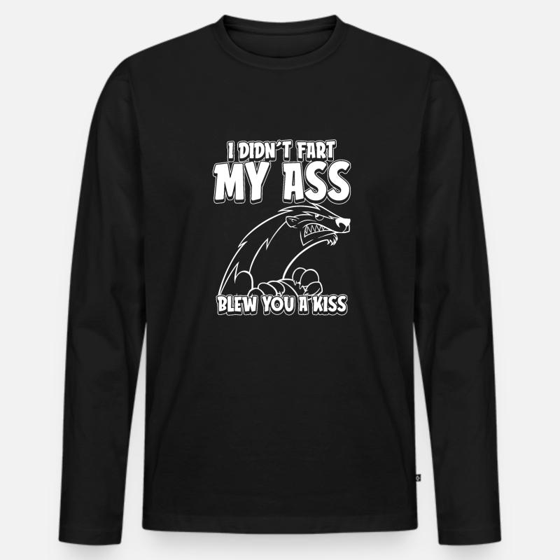 Honigdachs Ratel - Männer Premium Bio Langarmshirt - Schwarz