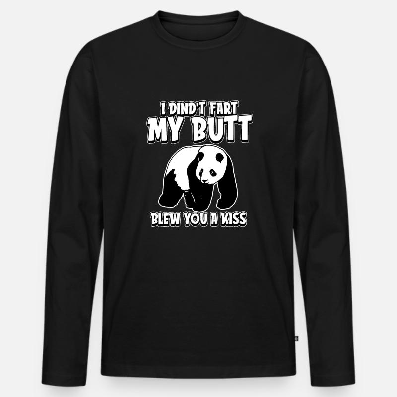 Großer Panda Pandabär - Männer Premium Bio Langarmshirt - Schwarz