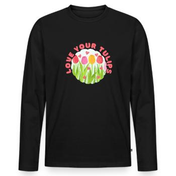 Tulips Tulips - Men's Premium Organic Long Sleeve Shirt - black - Front - Nico (187cm)
