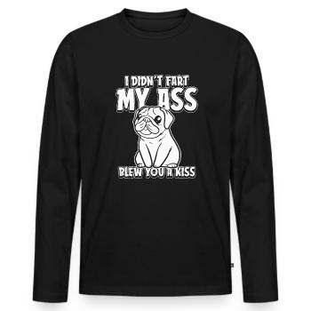 Pug Dog Puns - Men's Premium Organic Long Sleeve Shirt - black - Front - Nico (187cm)