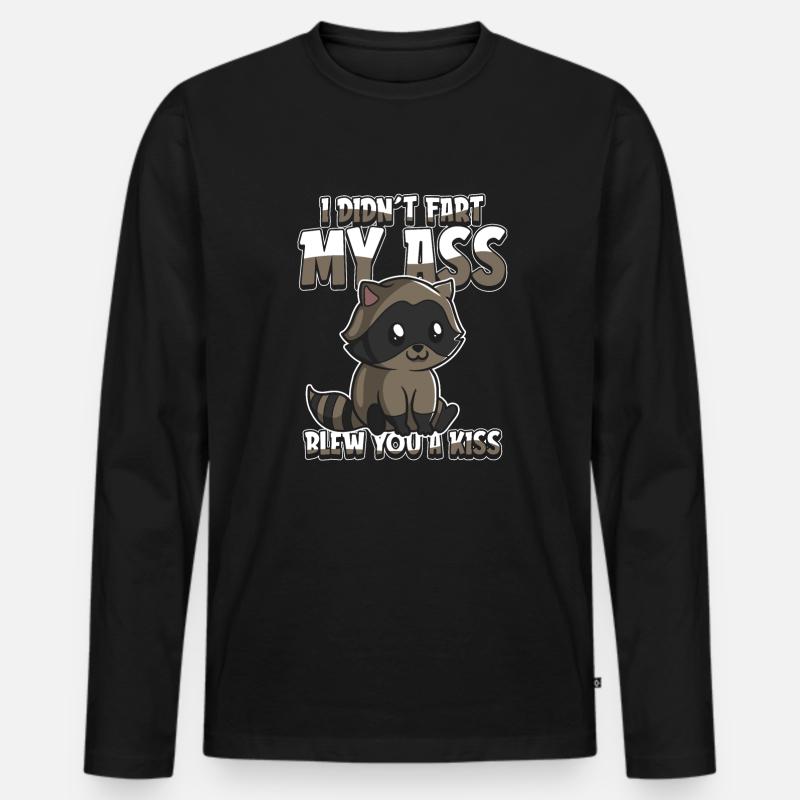 Waschbär Ironie - Männer Premium Bio Langarmshirt - Schwarz