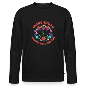 Tulpen Romantisch Tulpen - Männer Premium Bio Langarmshirt - Schwarz - Vorne - Nico (187cm)