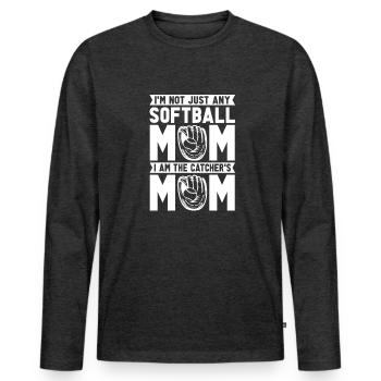 Softball Mama - Männer Premium Bio Langarmshirt - Anthrazit meliert - Vorne - Nico (187cm)