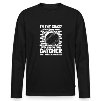 Softball Catcher - Men's Premium Organic Long Sleeve Shirt - black - Front - Nico (187cm)