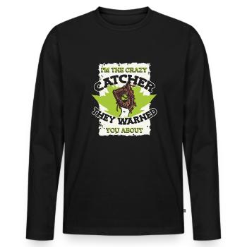 Softball Catcher - Men's Premium Organic Long Sleeve Shirt - black - Front - Nico (187cm)