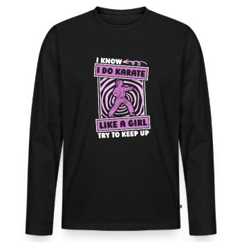 Karate Mädchen - Männer Premium Bio Langarmshirt - Schwarz - Vorne - Nico (187cm)