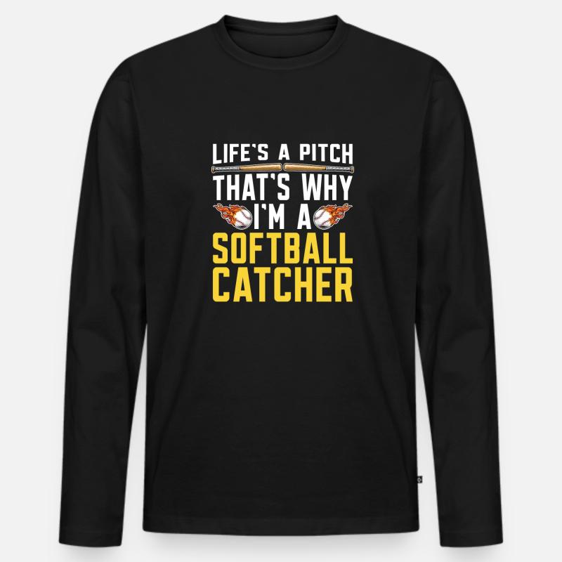 Softball Fänger - Männer Premium Bio Langarmshirt - Schwarz