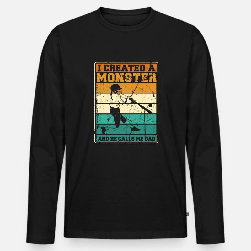 Softball Vati - Männer Premium Bio Langarmshirt - Schwarz