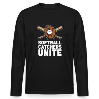 Softball Catcher - Men's Premium Organic Long Sleeve Shirt - black - Front - Nico (187cm)