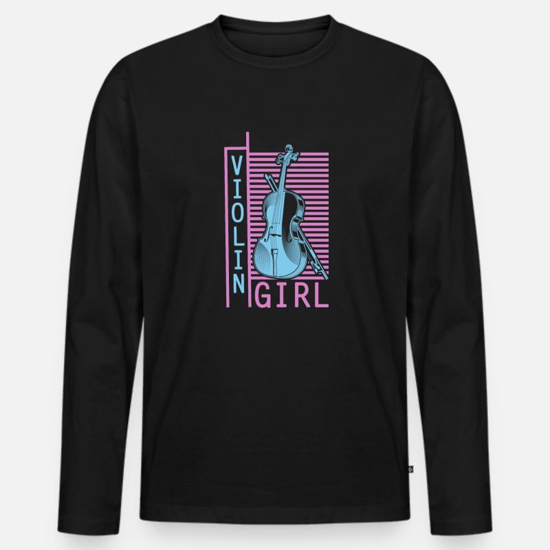 Violine Geige Mädchen - Männer Premium Bio Langarmshirt - Schwarz
