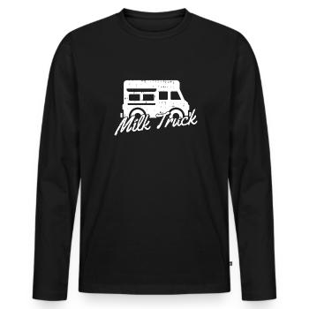 Cow Milk Milk Wagon - Men's Premium Organic Long Sleeve Shirt - black - Front - Nico (187cm)