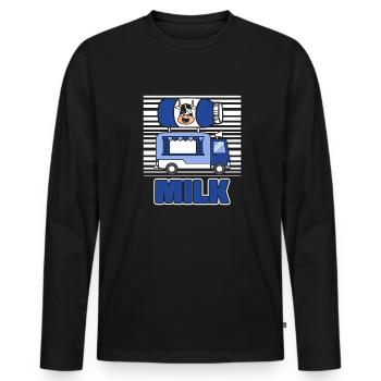 Cow Milk Milk Wagon - Men's Premium Organic Long Sleeve Shirt - black - Front - Nico (187cm)