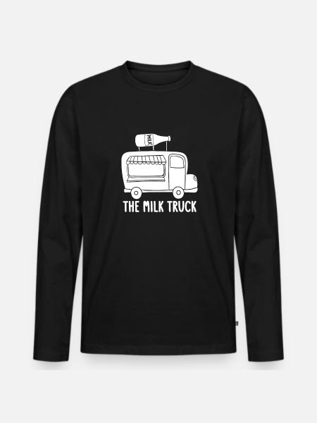 Kuh Milch Milchwagen - Männer Premium Bio Langarmshirt - Schwarz