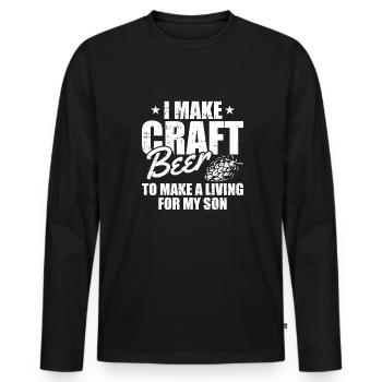 Bière artisanale Bière artisanale Fils - T-shirt manches longues Premium bio Homme - noir - Devant - Nico (187cm)