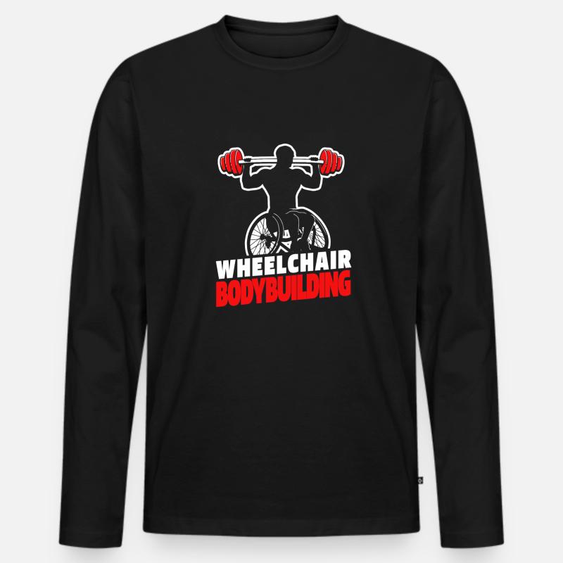 Bodybuilder Bodybuilding Rollstuhl - Männer Premium Bio Langarmshirt - Schwarz