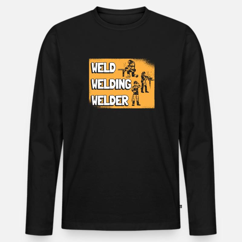 Schweißer Schlosser Cool - Männer Premium Bio Langarmshirt - Schwarz