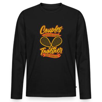 Squash Paar - Männer Premium Bio Langarmshirt - Schwarz - Vorne - Nico (187cm)