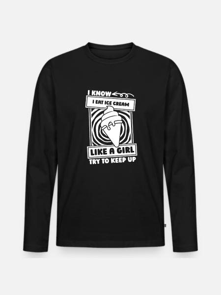 Eiscreme Mädchen - Männer Premium Bio Langarmshirt - Schwarz