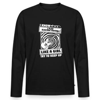 Electric Guitar Electric Guitar Girl - Men's Premium Organic Long Sleeve Shirt - black - Front - Nico (187cm)