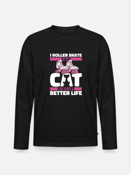 Roller skates Roller skating cat - Men's Premium Organic Long Sleeve Shirt - black