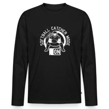 Softball Catcher - Men's Premium Organic Long Sleeve Shirt - black - Front - Nico (187cm)