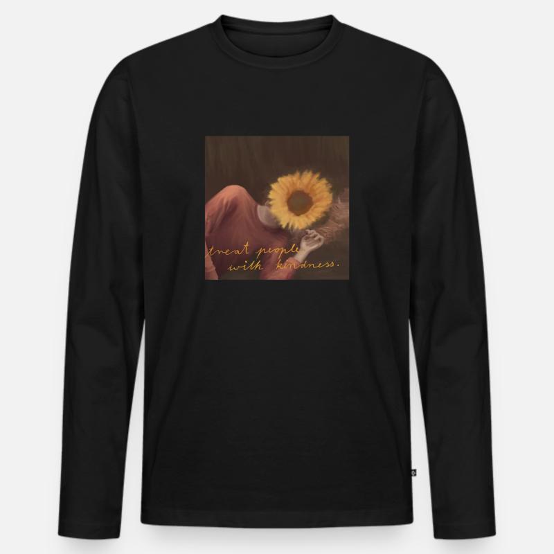 Behandle Menschen mit Freundlichkeit - Männer Premium Bio Langarmshirt - Schwarz