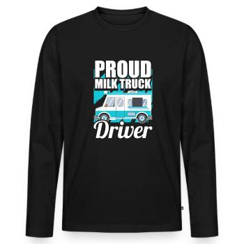 Cow Milk Milk Truck - Men's Premium Organic Long Sleeve Shirt - black - Front - Nico (187cm)