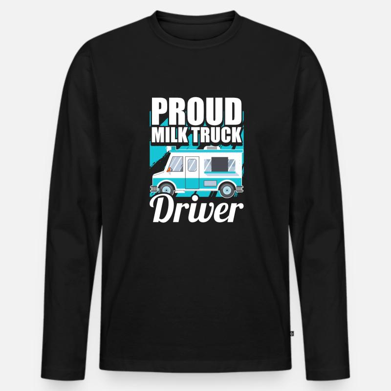 Kuh Milch Milchwagen - Männer Premium Bio Langarmshirt - Schwarz