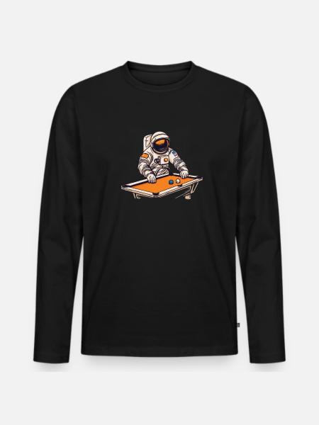 Astronaute de billard - T-shirt manches longues Premium bio Homme - noir