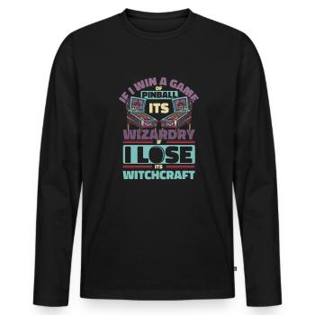 Pinball Drôle Pinball Wizard - T-shirt manches longues Premium bio Homme - noir - Devant - Nico (187cm)