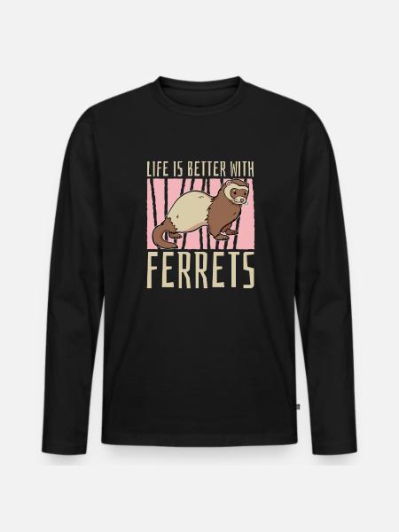 Frettchen Iltis Witzig - Männer Premium Bio Langarmshirt - Schwarz