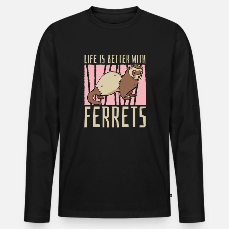 Frettchen Iltis Witzig - Männer Premium Bio Langarmshirt - Schwarz