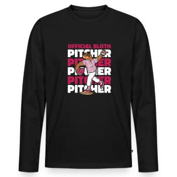 Sloth Jug Sloth Baseball - Men's Premium Organic Long Sleeve Shirt - black - Front - Nico (187cm)