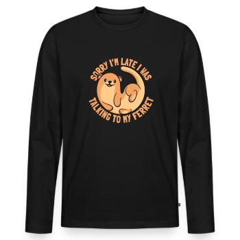 Putois furet mignon - T-shirt manches longues Premium bio Homme - noir - Devant - Nico (187cm)