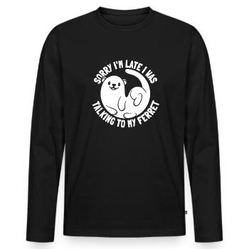 Putois furet mignon - T-shirt manches longues Premium bio Homme - noir - Devant - Nico (187cm)
