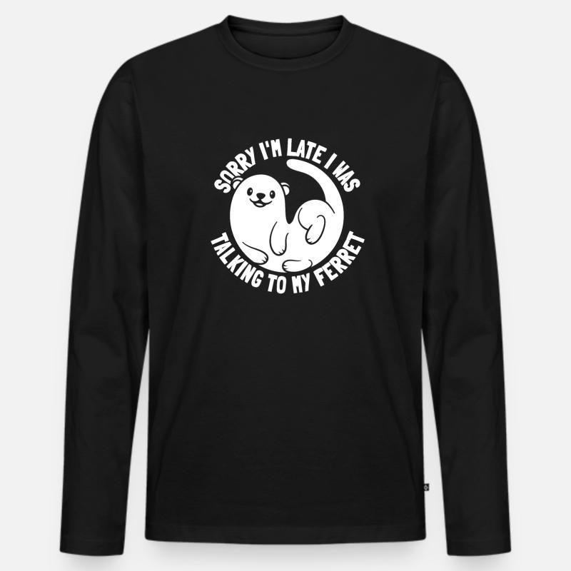 Frettchen Iltis Niedlich - Männer Premium Bio Langarmshirt - Schwarz