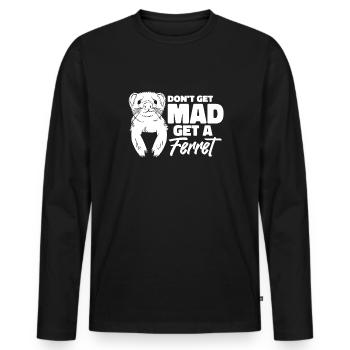 Putois furet mignon - T-shirt manches longues Premium bio Homme - noir - Devant - Nico (187cm)