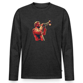 Fanfahrenzug Spielmannszug - Männer Premium Bio Langarmshirt - Anthrazit meliert - Vorne - Nico (187cm)