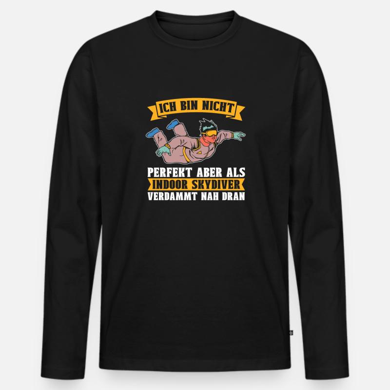 Indoor Skydiving Humor - Männer Premium Bio Langarmshirt - Schwarz