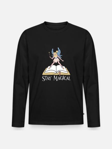 Buch Leseratte Bücherwurm Buchfee - Männer Premium Bio Langarmshirt - Schwarz